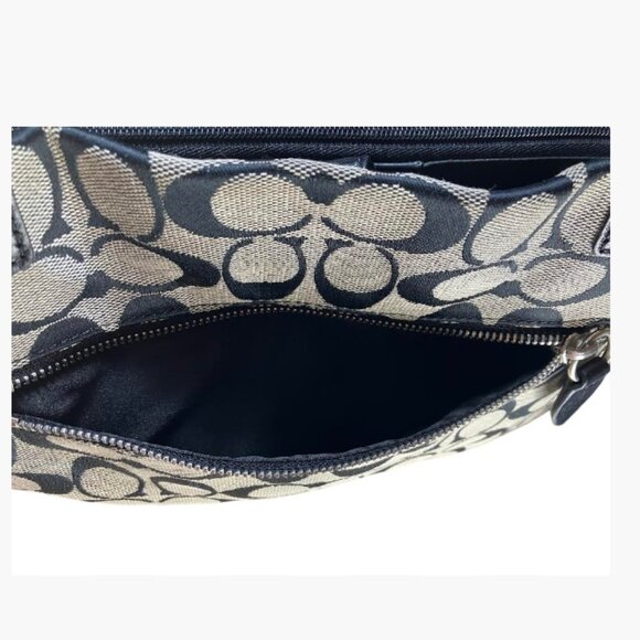 Coach Penelope Signature Carryall Tote in Black and Gray Monogram Canvas EUC - Picture 9 of 15